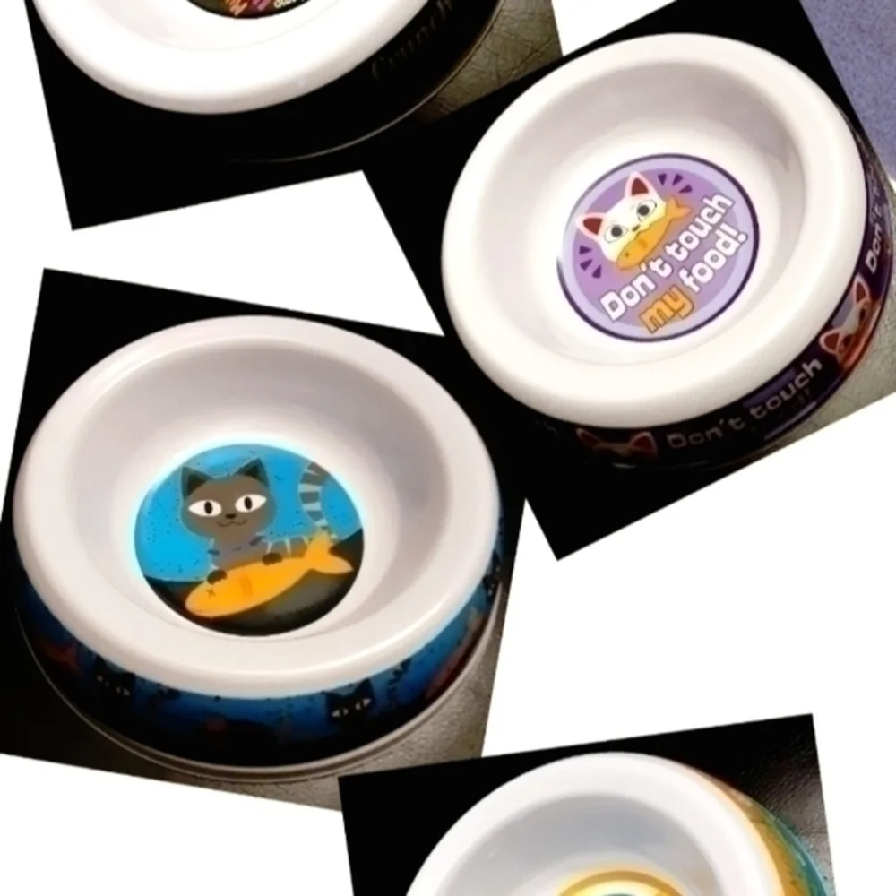 Kitty's Graphic Designs Melamine 4 Cat Bowls Bundle